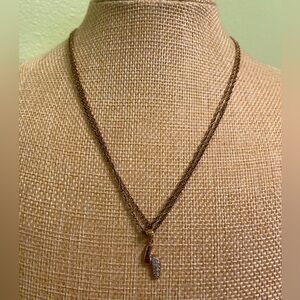 Dainty gold and white stone pendant necklace